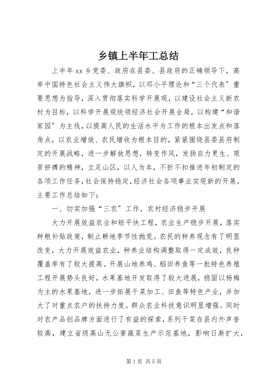 2023年乡镇上半年工总结.docx_第1页