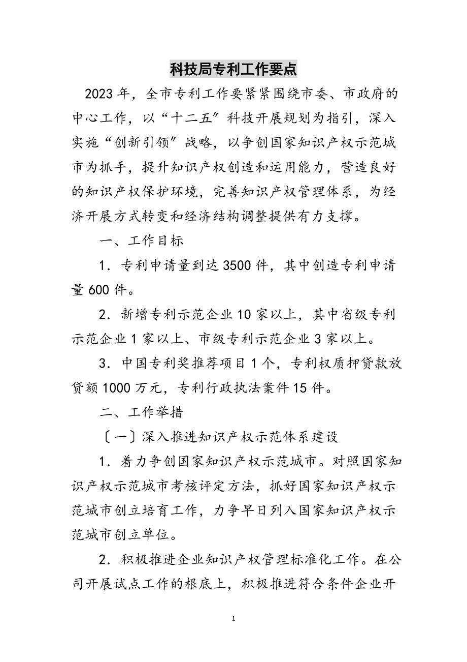 2023年科技局专利工作要点范文.doc_第1页