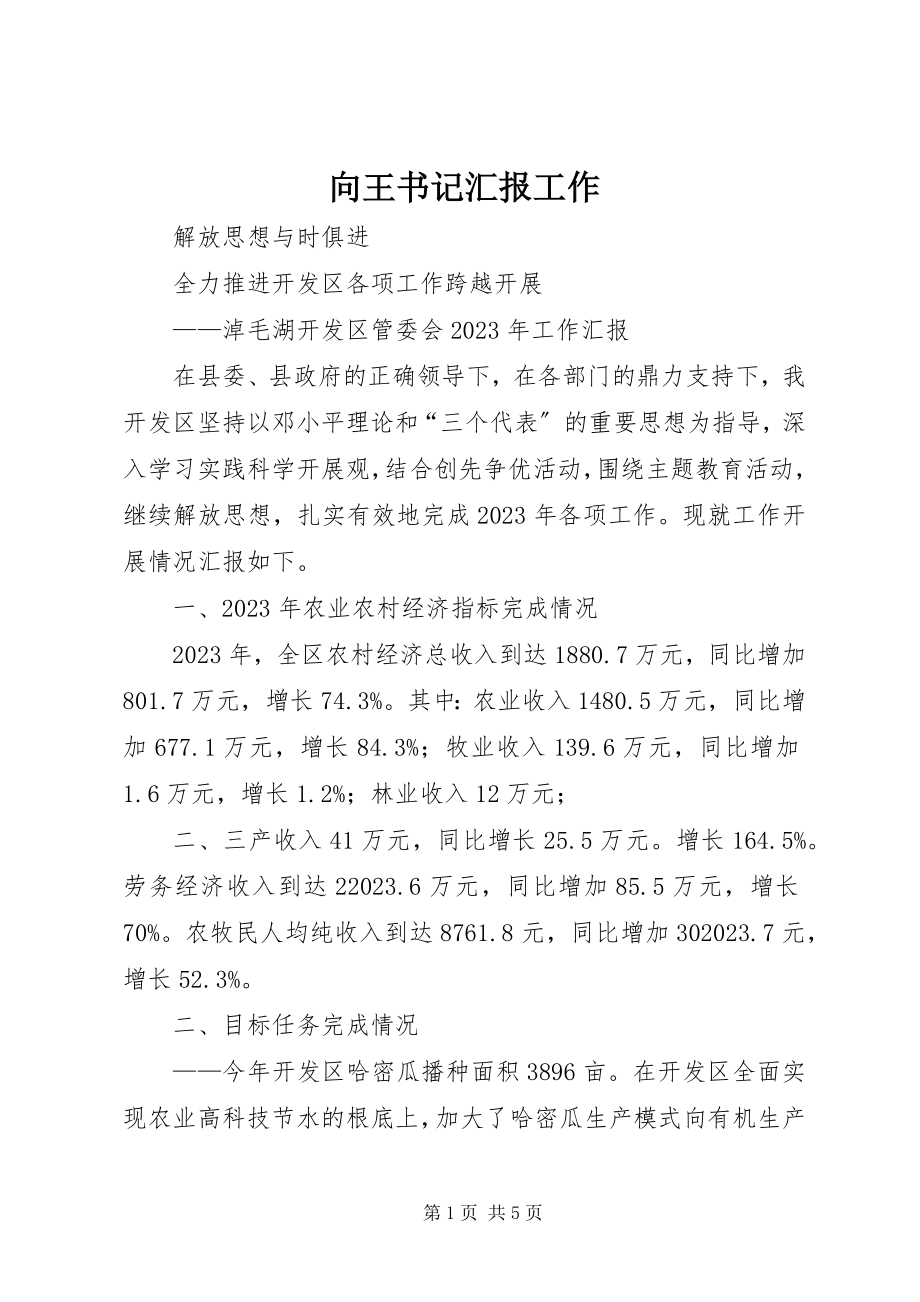 2023年向王书记汇报工作.docx_第1页