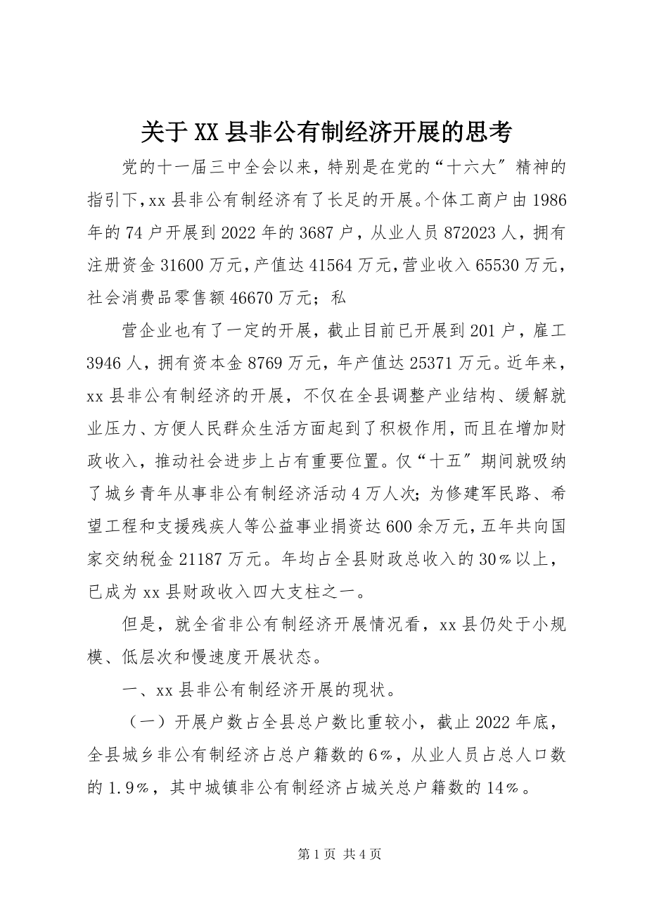 2023年XX县非公有制经济发展的思考.docx_第1页