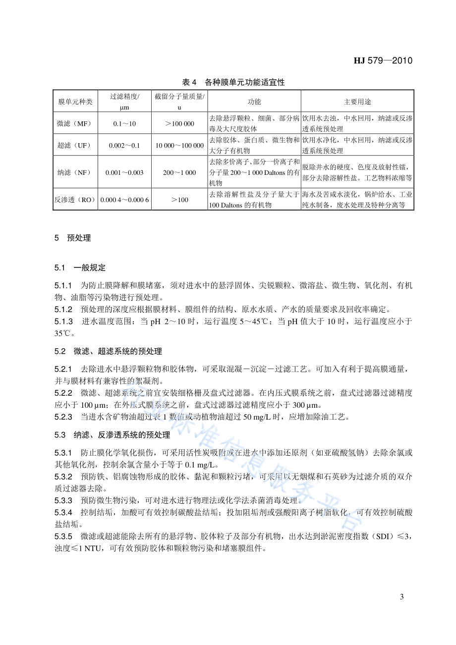 HJ 579-2010 膜分离法污水处理工程技术规范.pdf_第3页