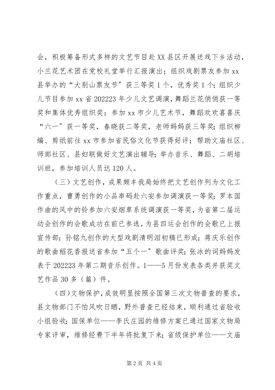 2023年县文化局1至5月工作总结.docx_第2页