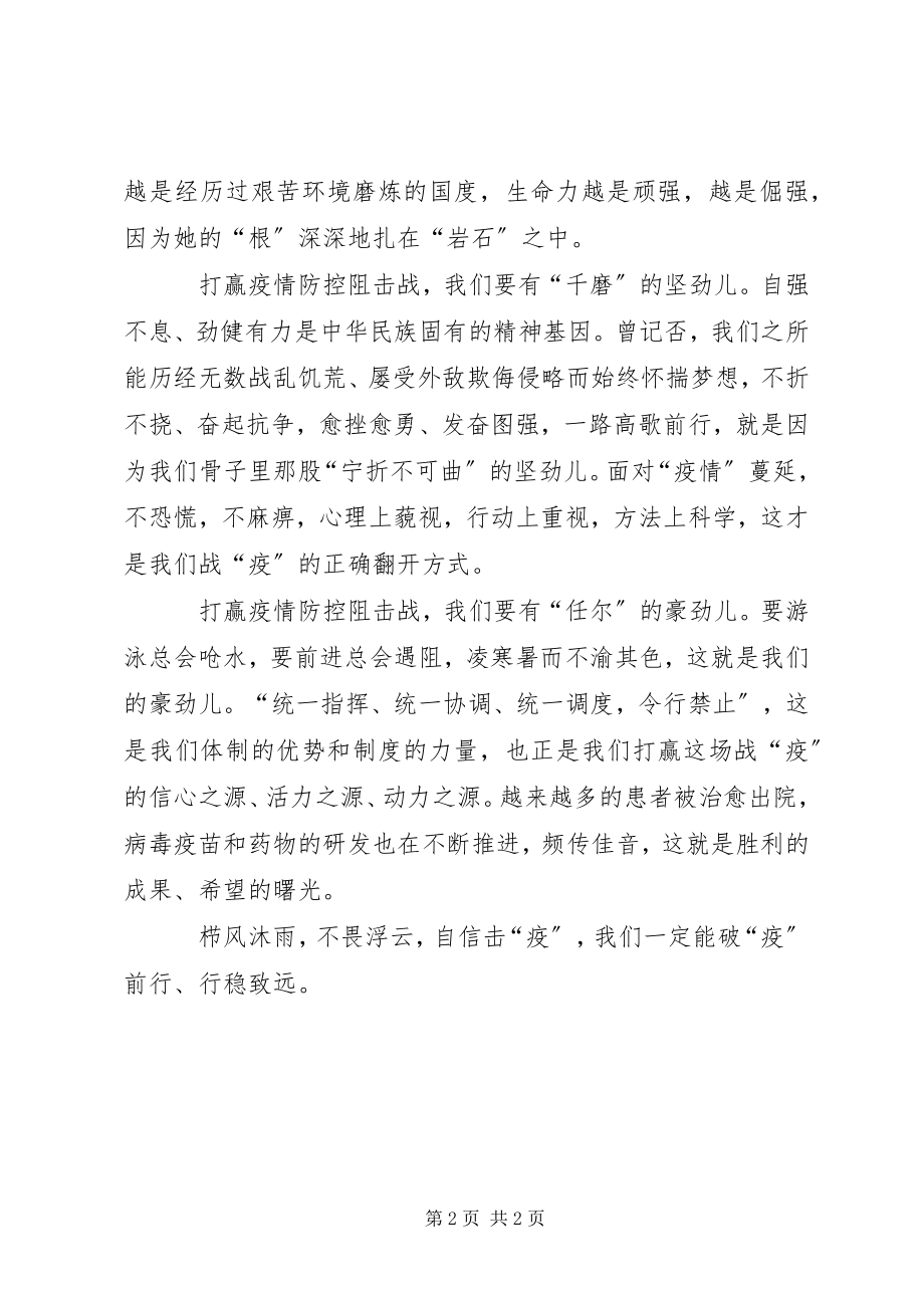 2023年抗击新型冠状病毒肺炎疫情心得体会材料.docx_第2页