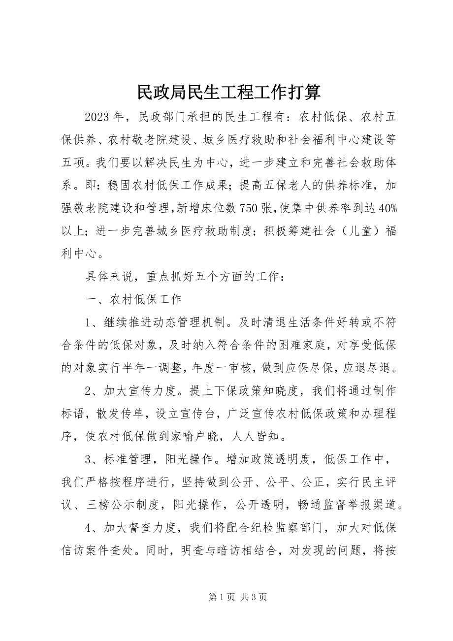 2023年民政局民生工程工作打算.docx_第1页