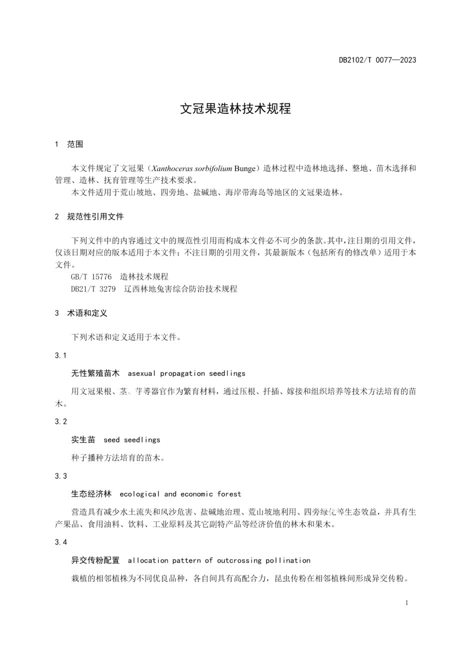 DB2102T 0077-2023文冠果造林技术规程.pdf_第3页