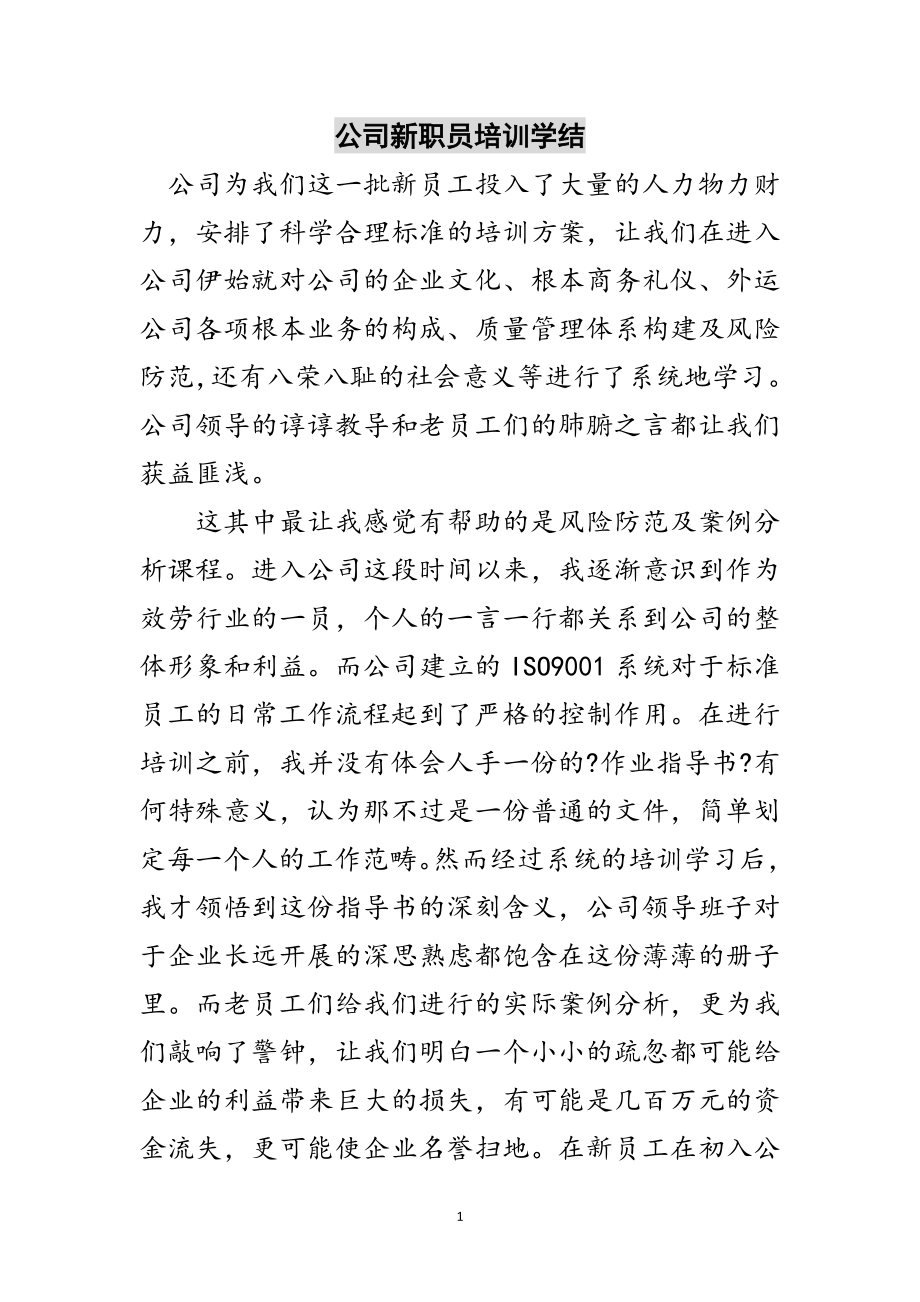 2023年公司新职员培训学结范文.doc_第1页