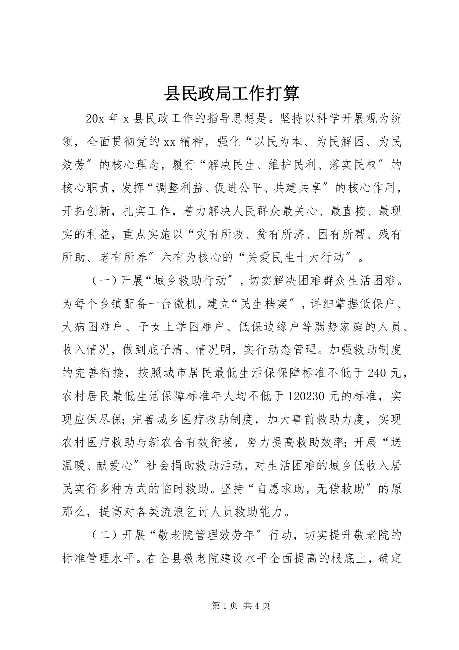 2023年县民政局工作打算.docx_第1页