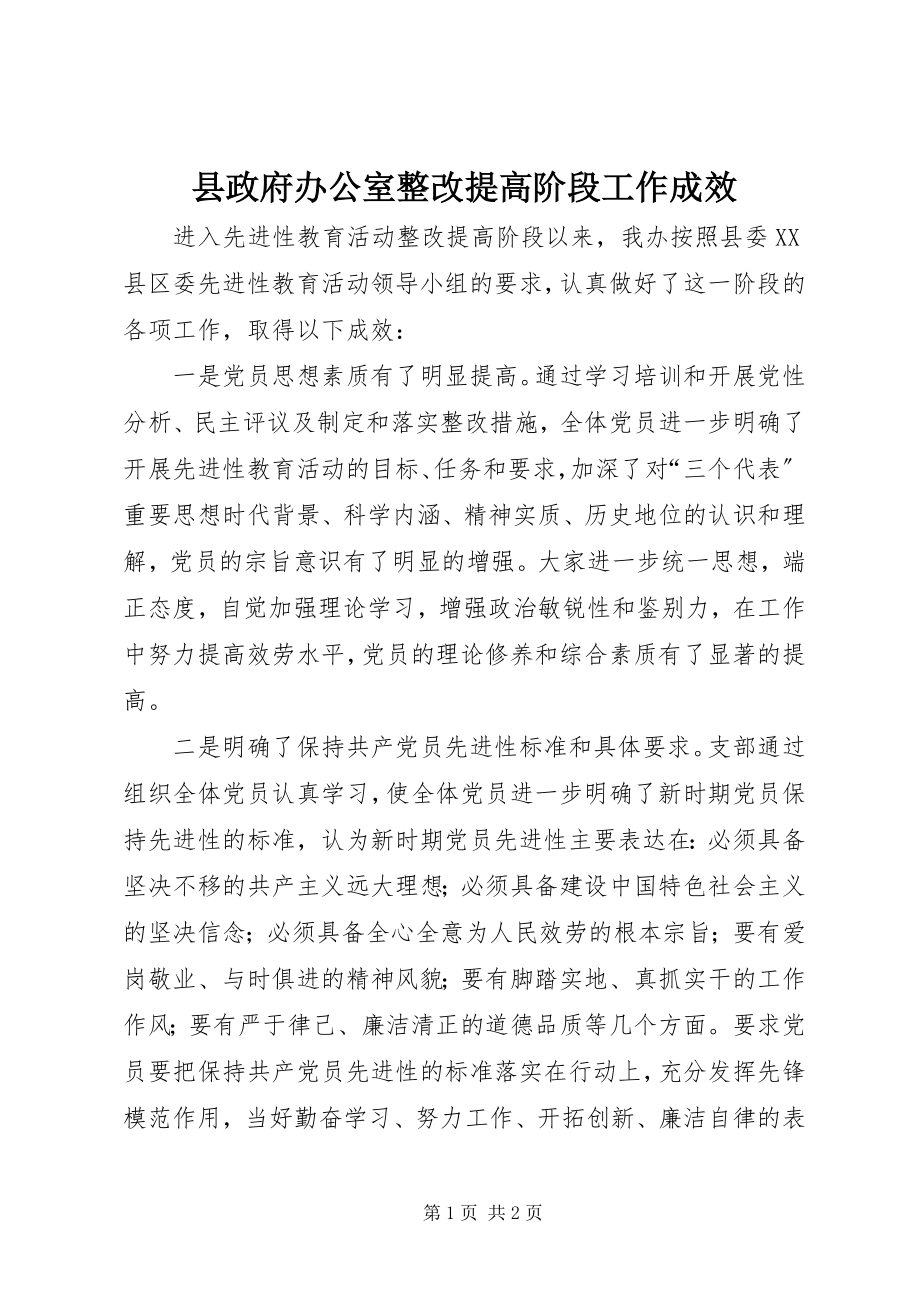 2023年县政府办公室整改提高阶段工作成效.docx_第1页