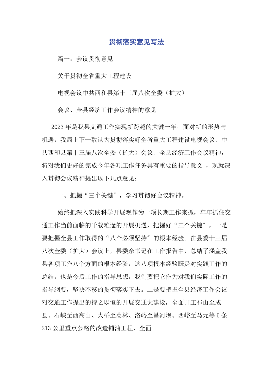 2023年贯彻落实意见写法.docx_第1页