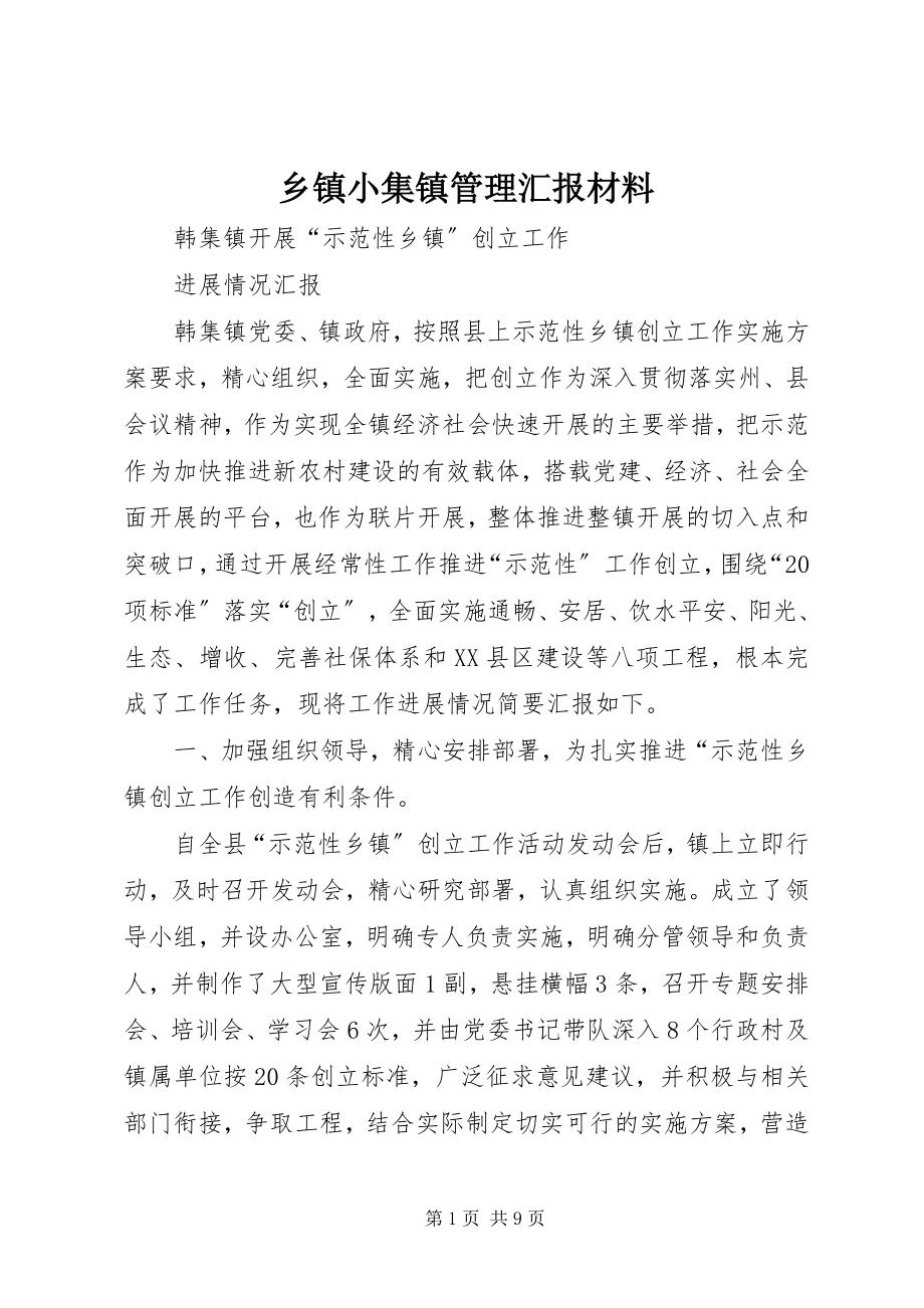 2023年乡镇小集镇管理汇报材料.docx_第1页