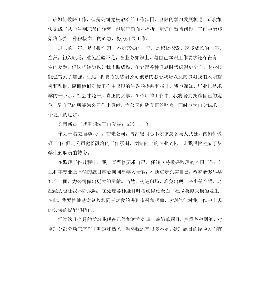 公司新员工试用期转正自我鉴定（三）.docx_第2页