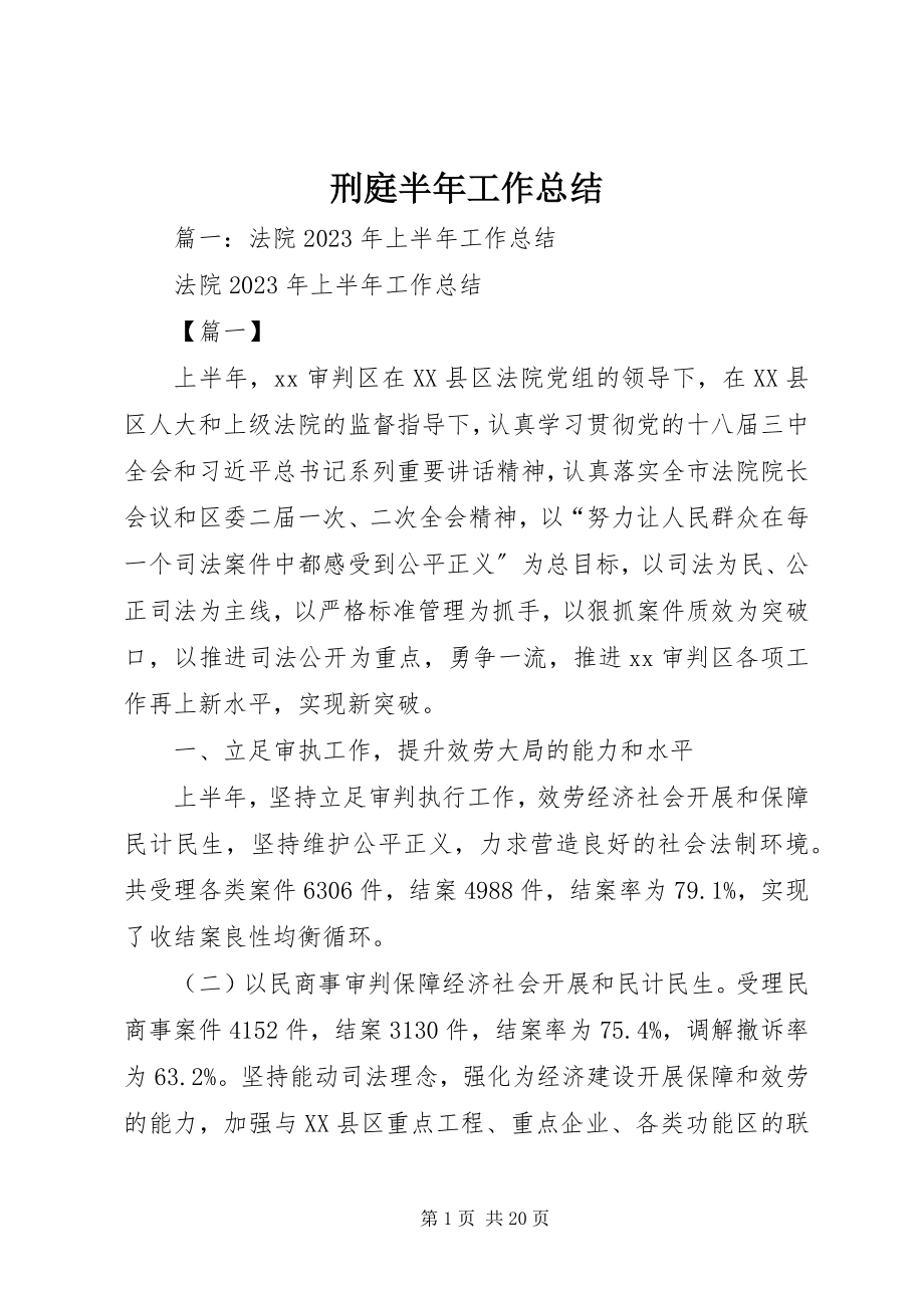 2023年刑庭半年工作总结.docx_第1页