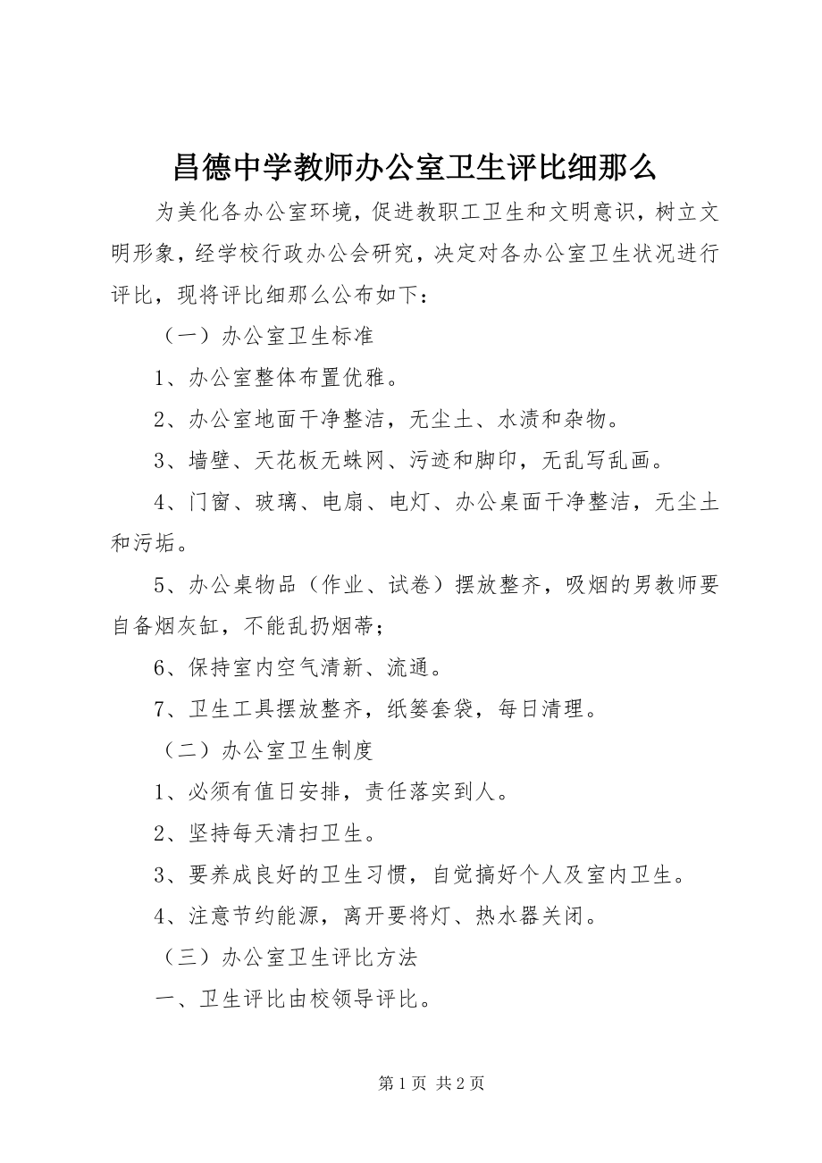 2023年昌德中学教师办公室卫生评比细则新编.docx_第1页