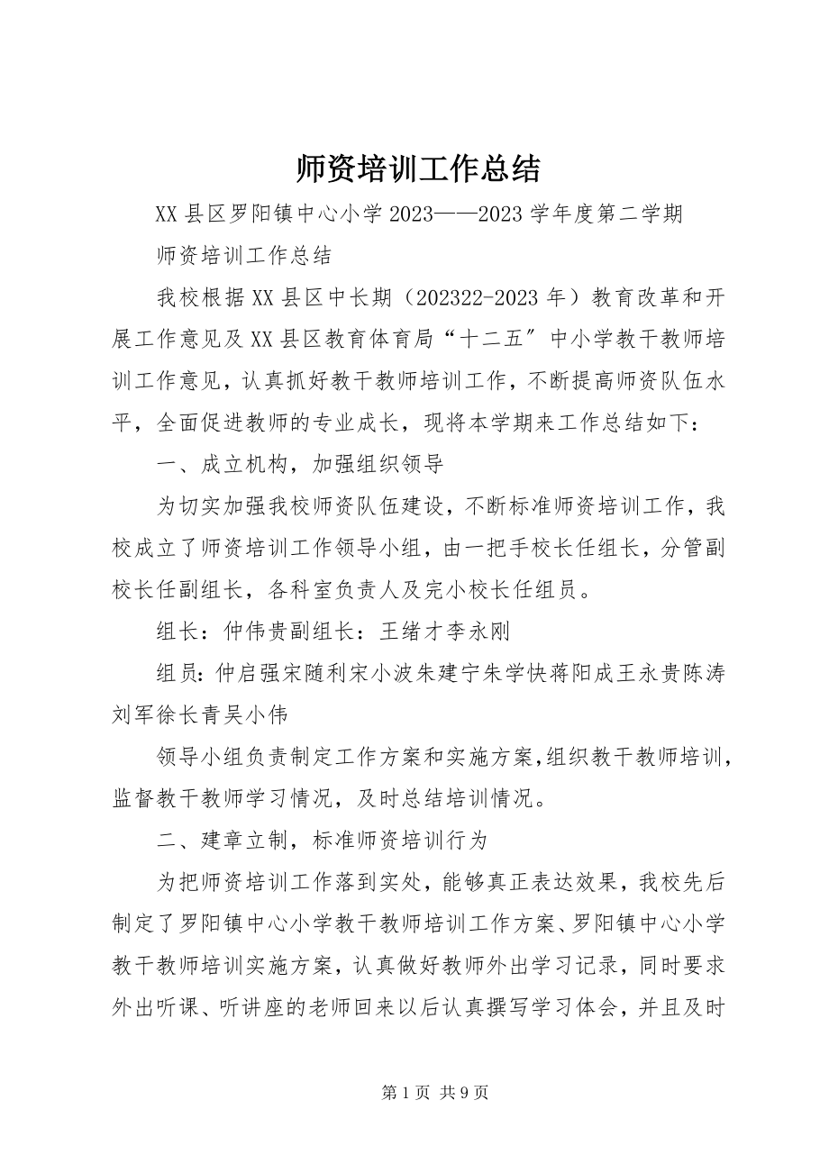 2023年师资培训工作总结.docx_第1页