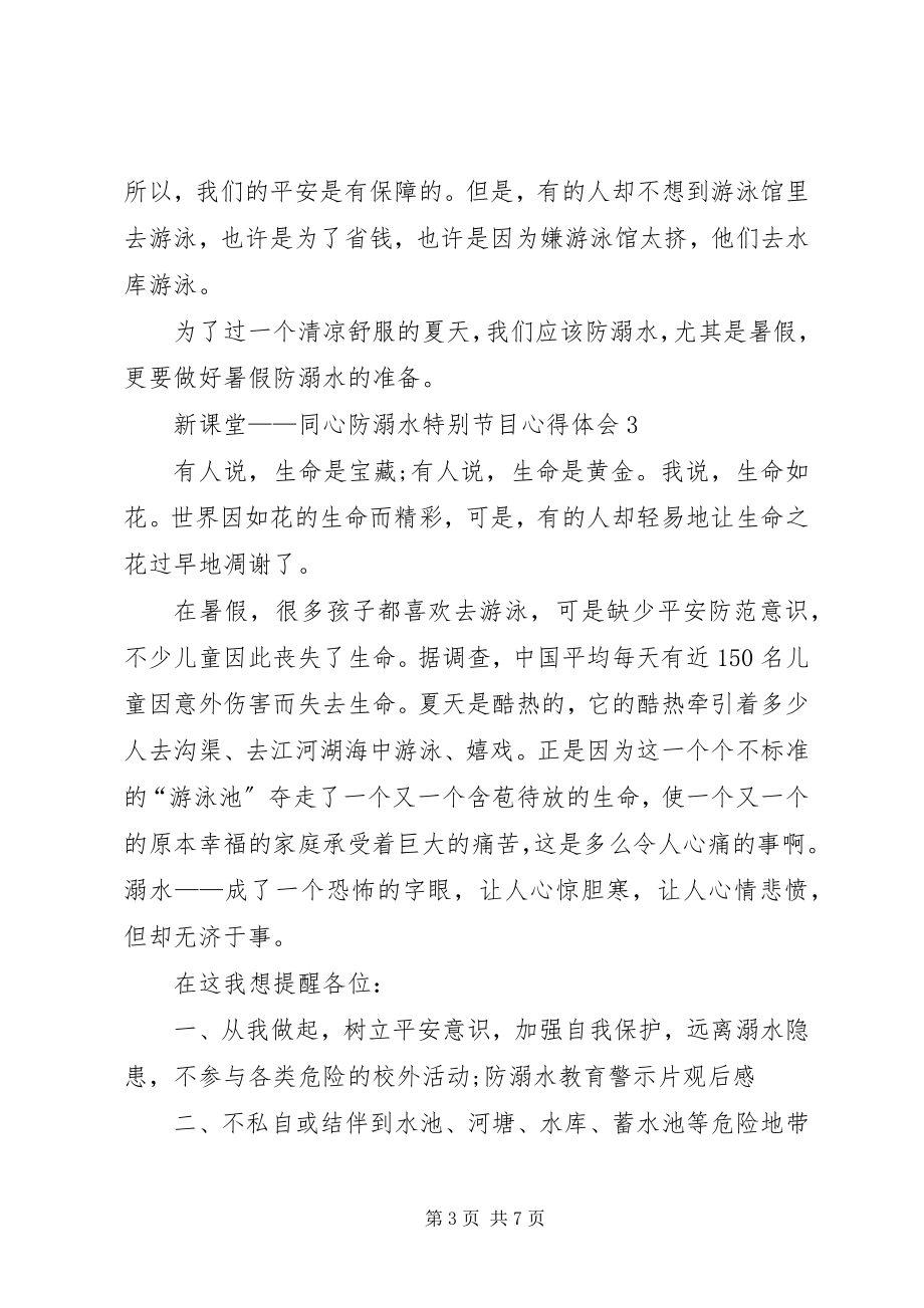 2023年《新课堂同心防溺水》特别节目心得体会多篇新编.docx_第3页