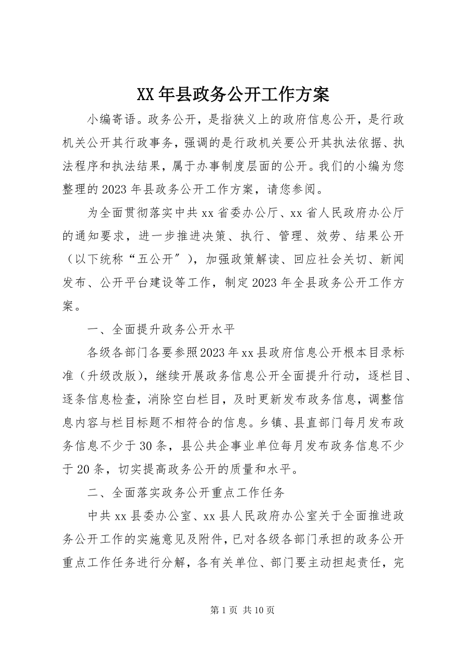 2023年县政务公开工作计划.docx_第1页