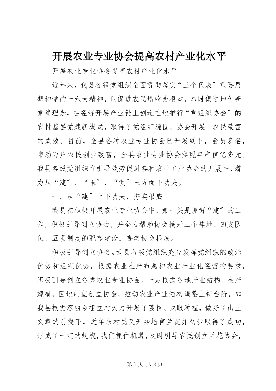 2023年发展农业专业协会提高农村产业化水平.docx_第1页