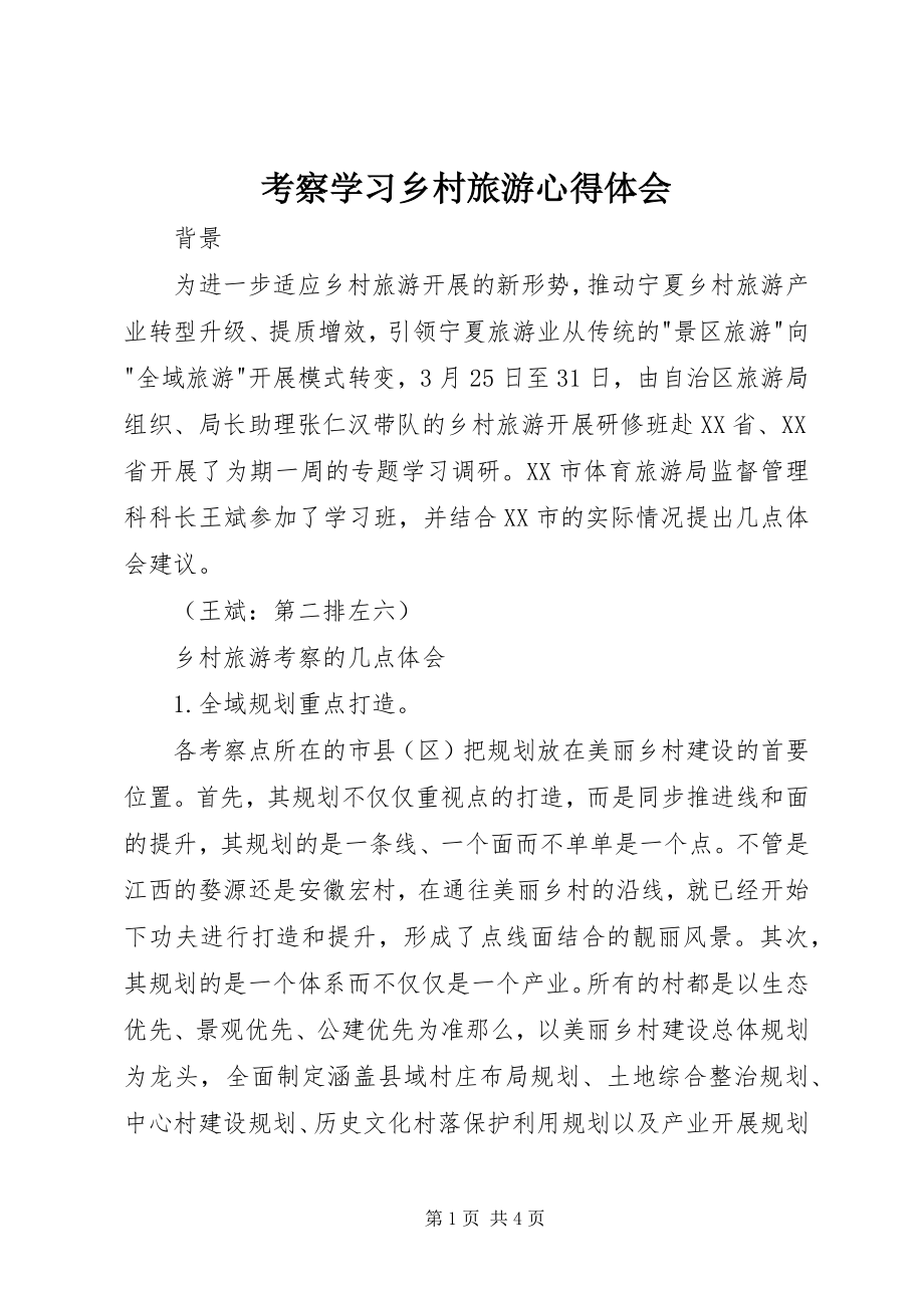 2023年考察学习乡村旅游心得体会.docx_第1页