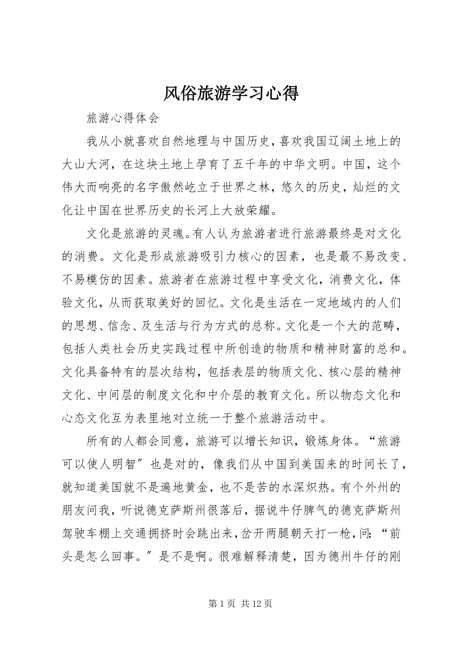 2023年风俗旅游学习心得.docx_第1页