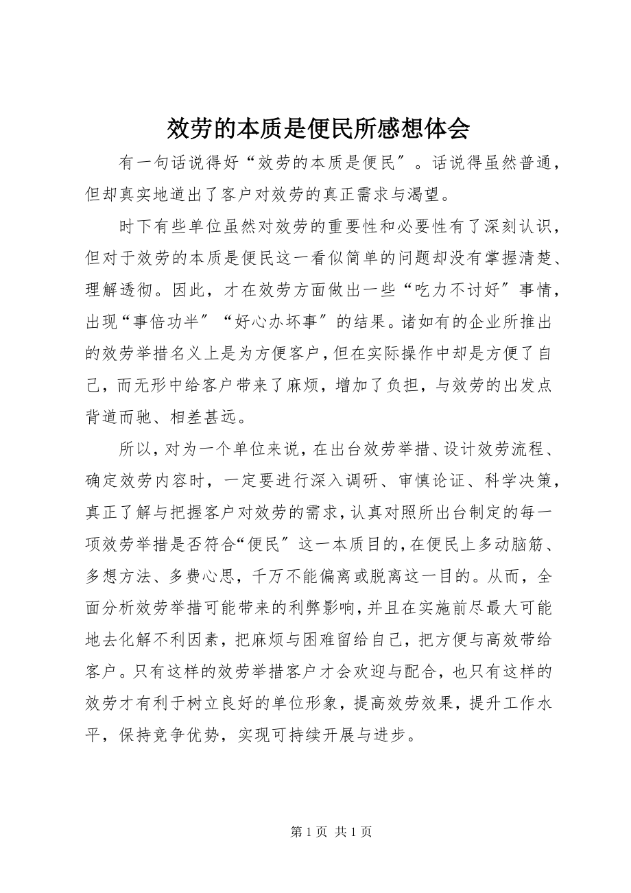 2023年服务的本质是便民所感想体会.docx_第1页