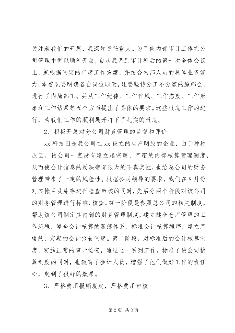 2023年公司内部审计员个人工作总结.docx_第2页