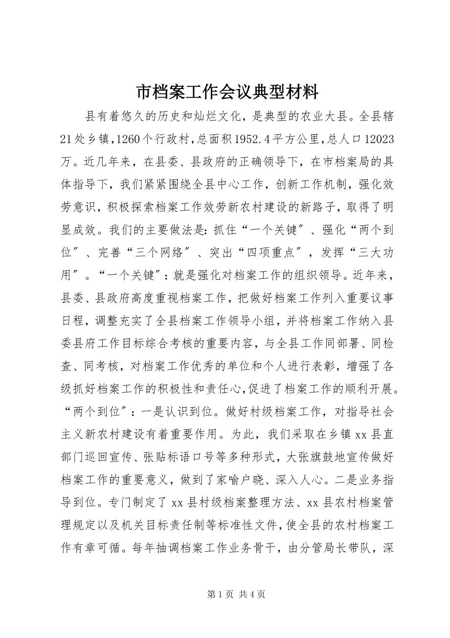 2023年市档案工作会议典型材料.docx_第1页