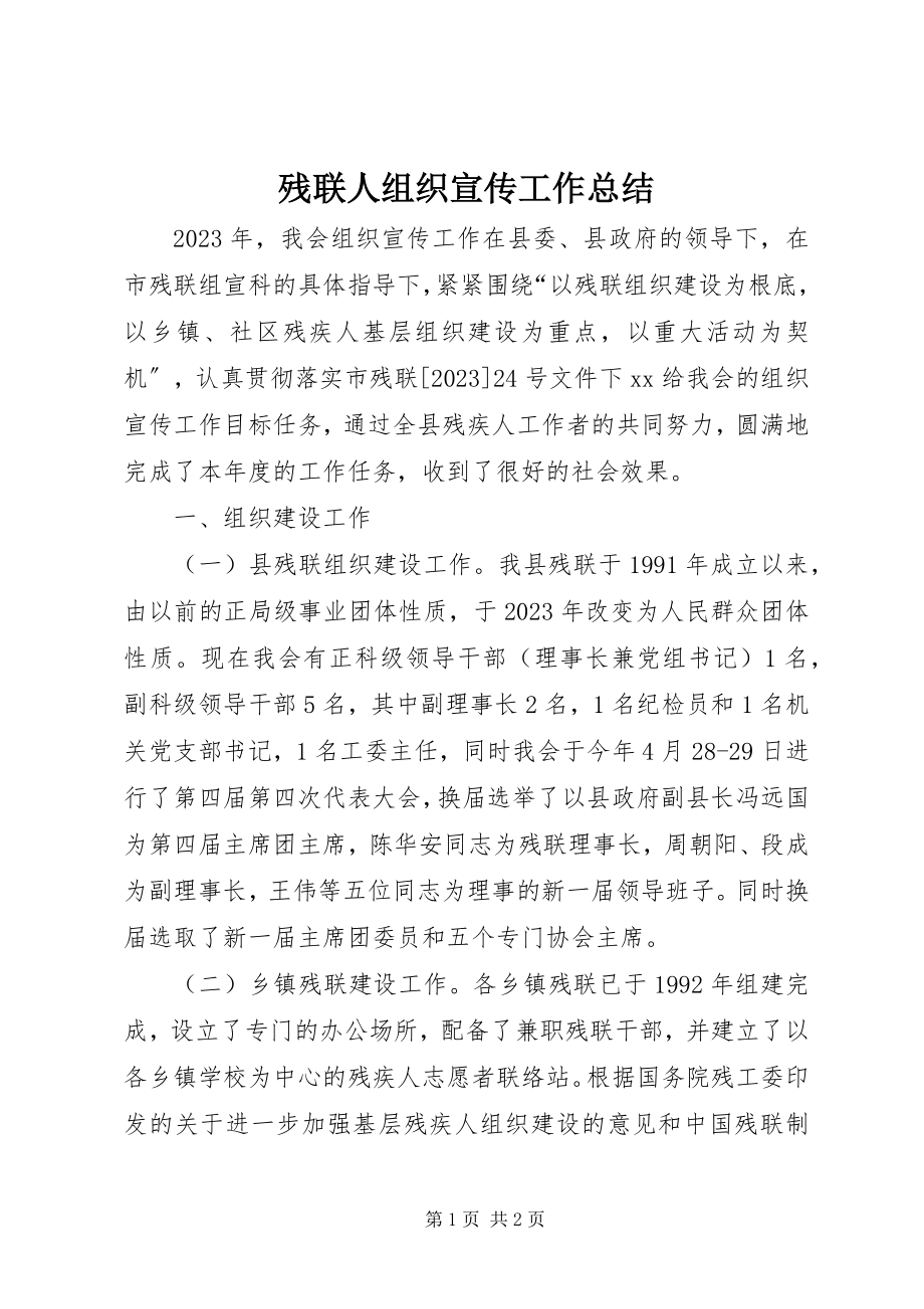 2023年残联人组织宣传工作总结新编.docx_第1页