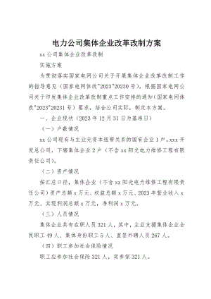 2023年电力公司集体企业改革改制方案新编.docx