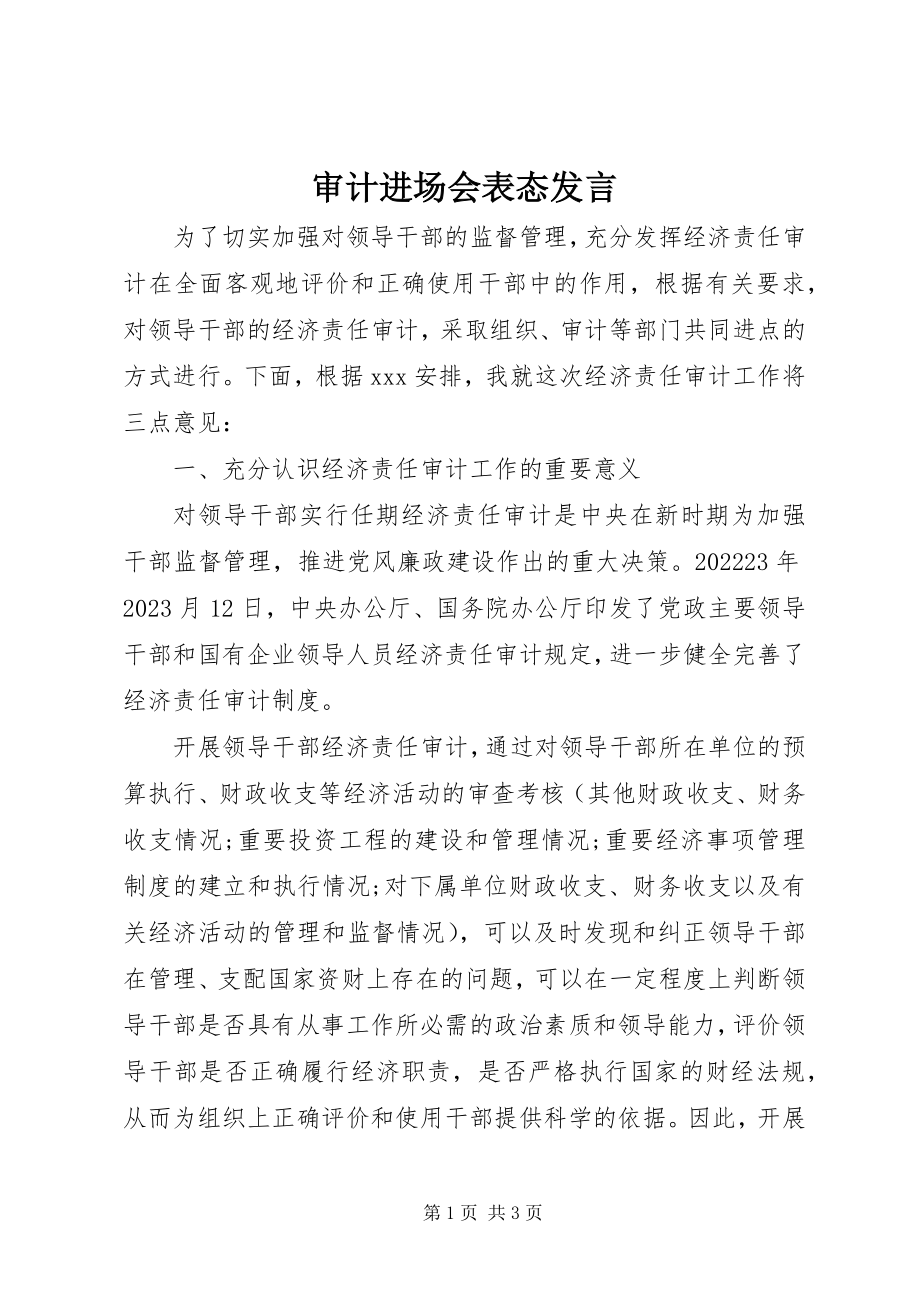 2023年审计进场会表态讲话.docx_第1页