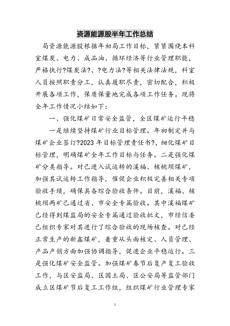 2023年资源能源股半年工作总结范文.doc_第1页