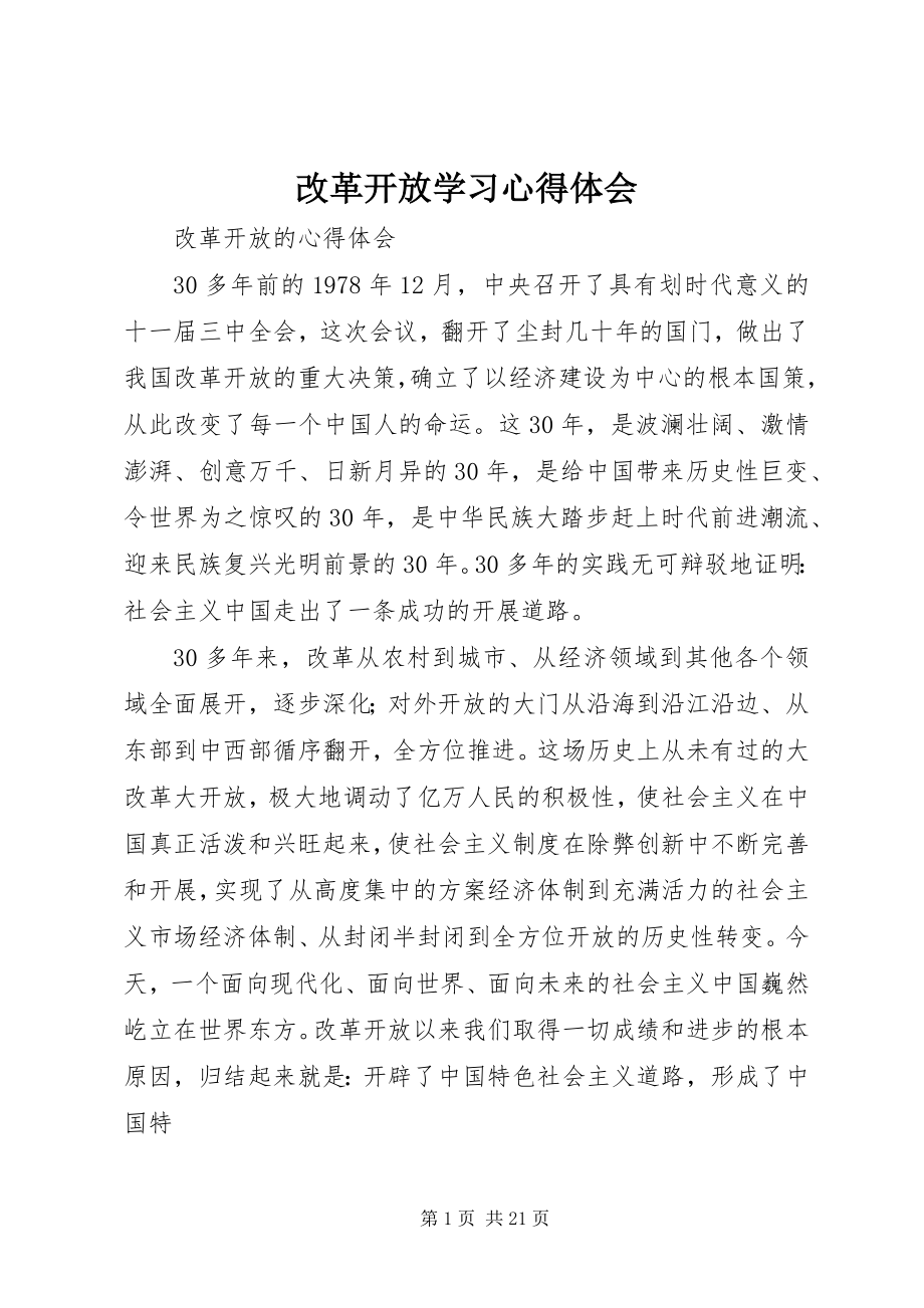 2023年改革开放学习心得体会.docx_第1页