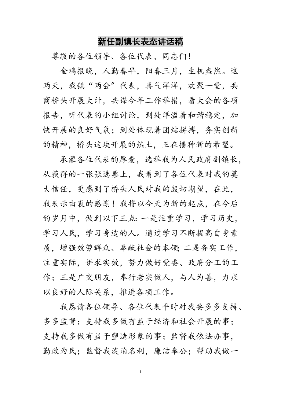 2023年新任副镇长表态讲话稿范文.doc_第1页