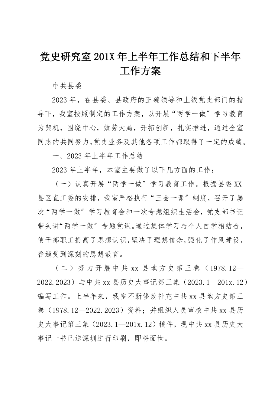 2023年党史研究室上半年工作总结和下半年工作计划.docx_第1页