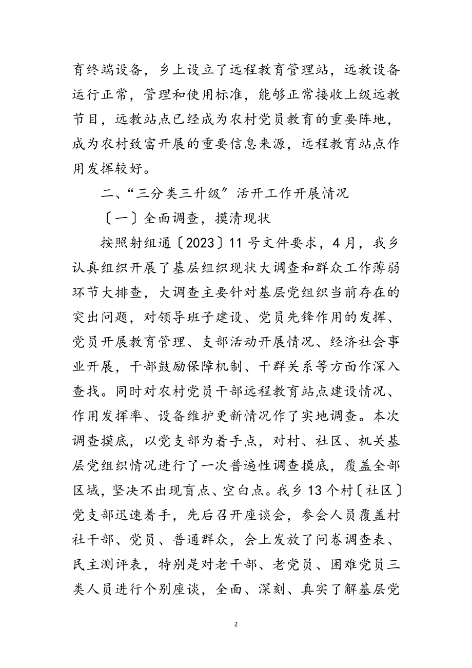 2023年乡镇三分类三升级活动工作总结范文.doc_第2页