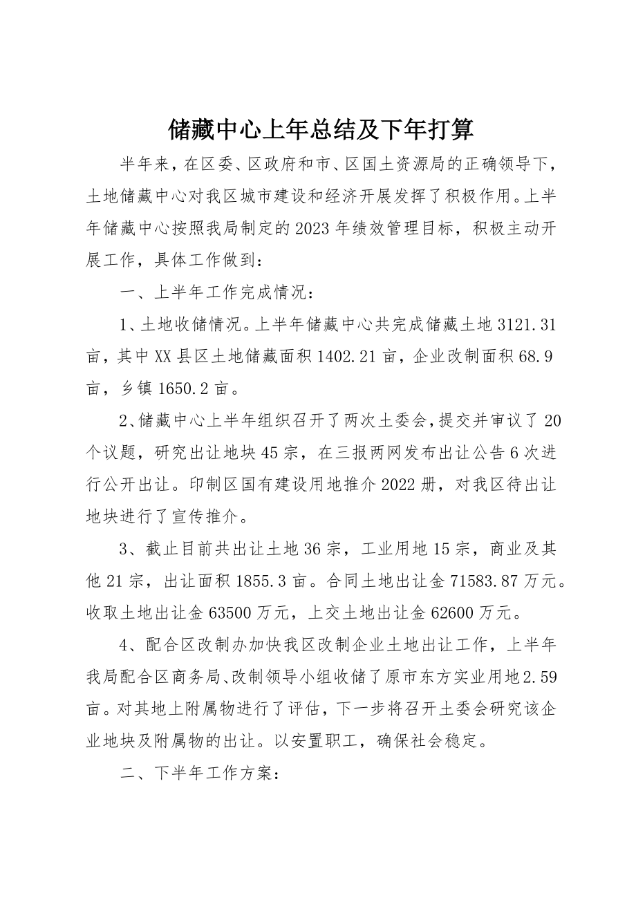 2023年储备中心上年总结及下年打算.docx_第1页