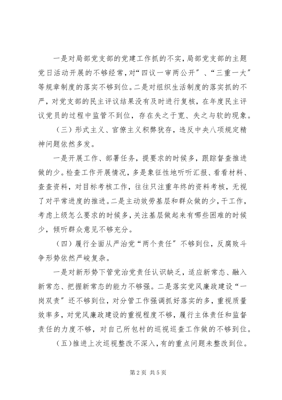 2023年XX班子整改落实巡视反馈问题民主生活会讲话提纲.docx_第2页