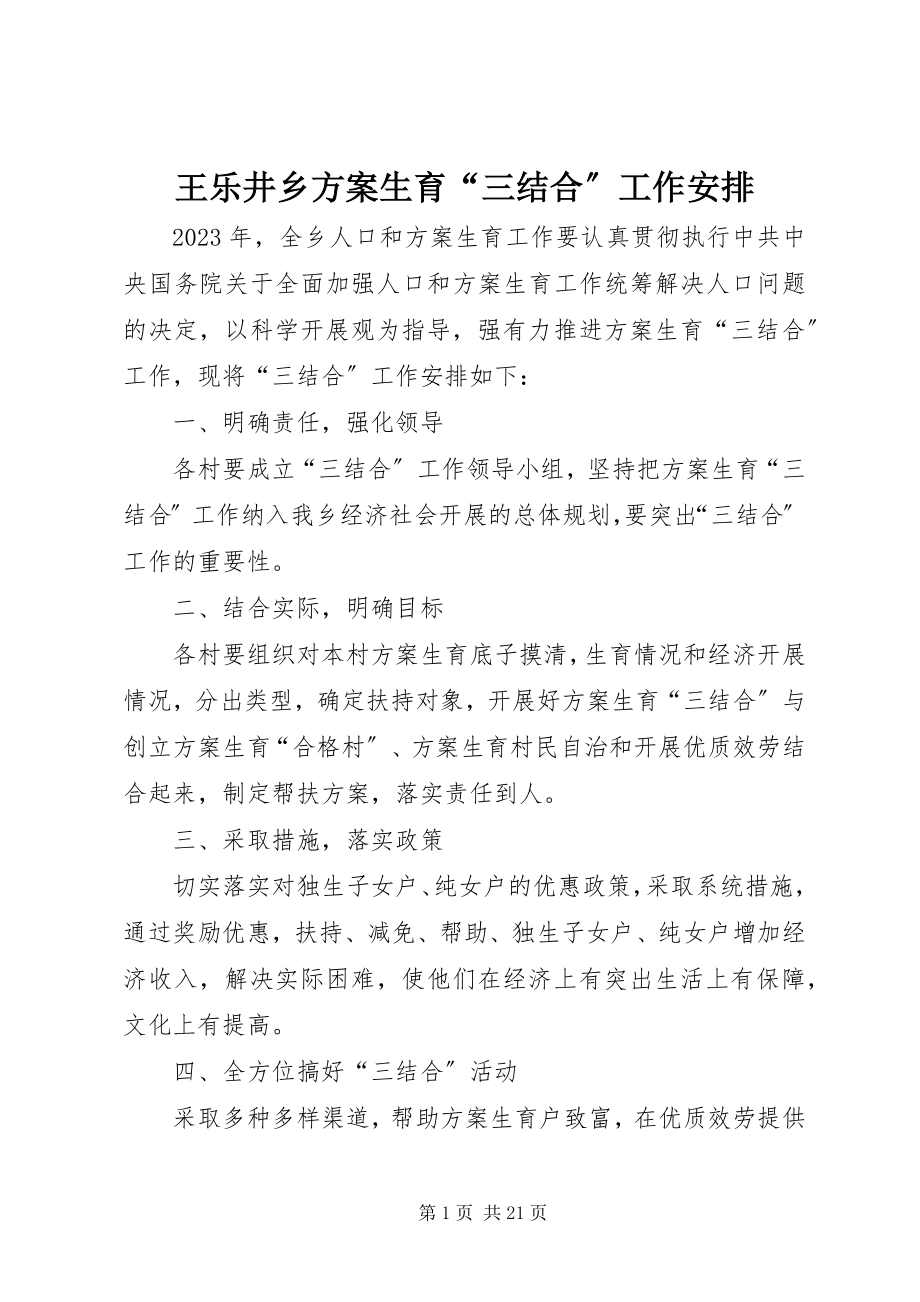 2023年王乐井乡计划生育“三结合”工作安排.docx_第1页