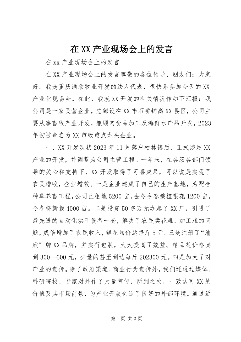 2023年在XX产业现场会上的讲话.docx_第1页