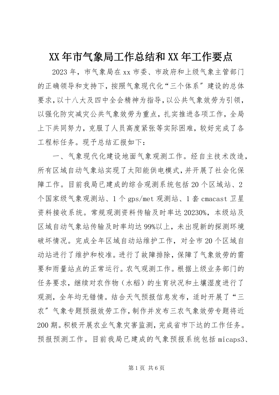 2023年市气象局工作总结和工作要点.docx_第1页