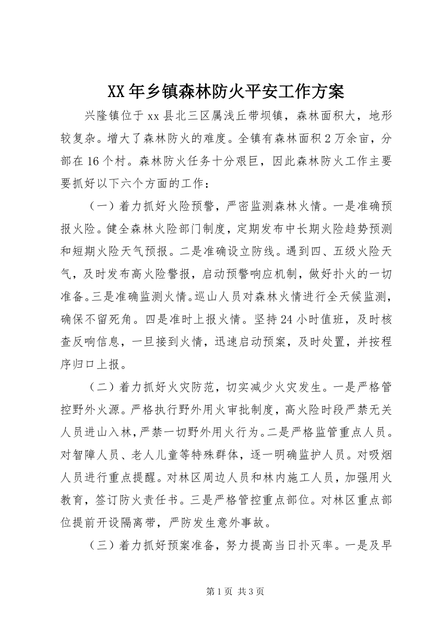 2023年乡镇森林防火安全工作计划.docx_第1页