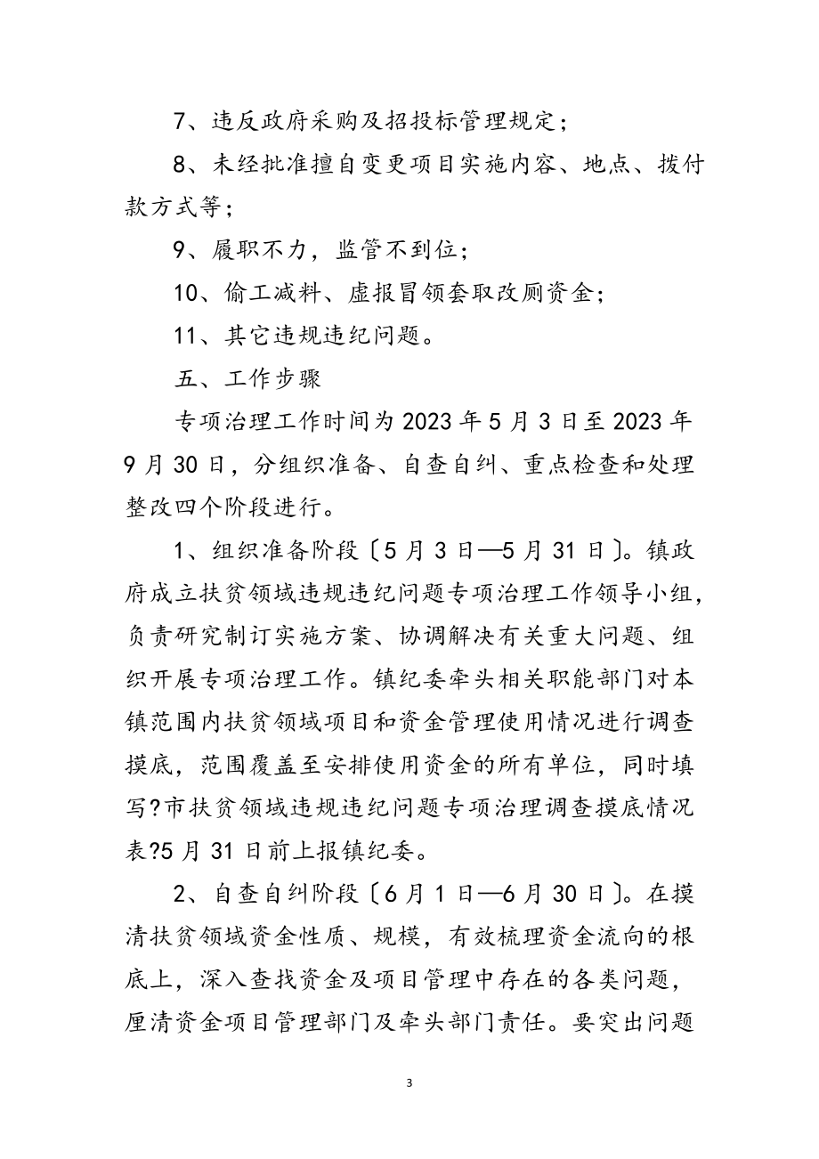 2023年扶贫领域违规违纪问题整治方案范文.doc_第3页