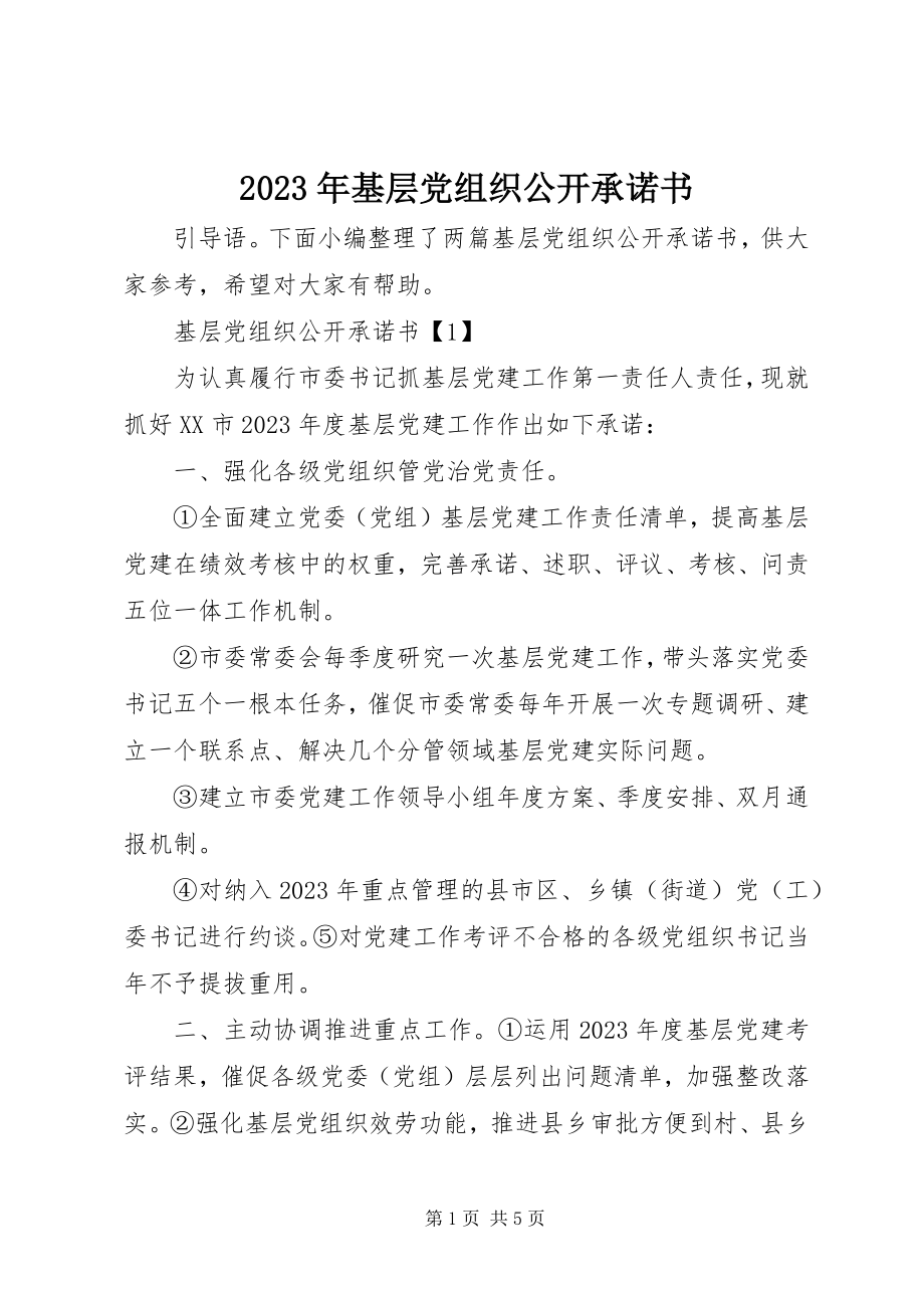 2023年基层党组织公开承诺书3.docx_第1页