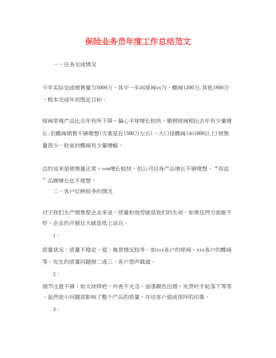 2023年保险业务员度工作总结.docx_第1页