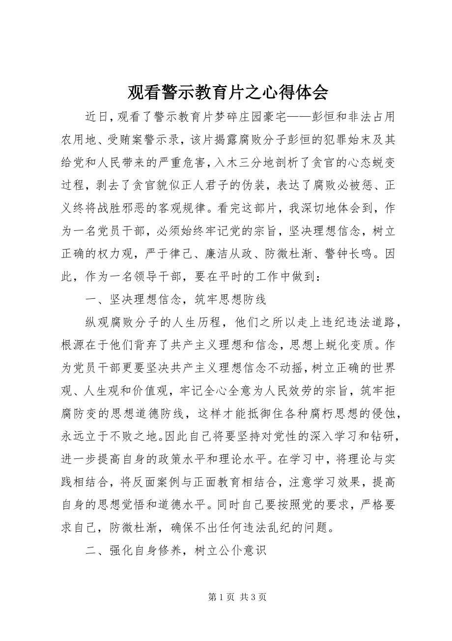 2023年观看警示教育片之心得体会.docx_第1页