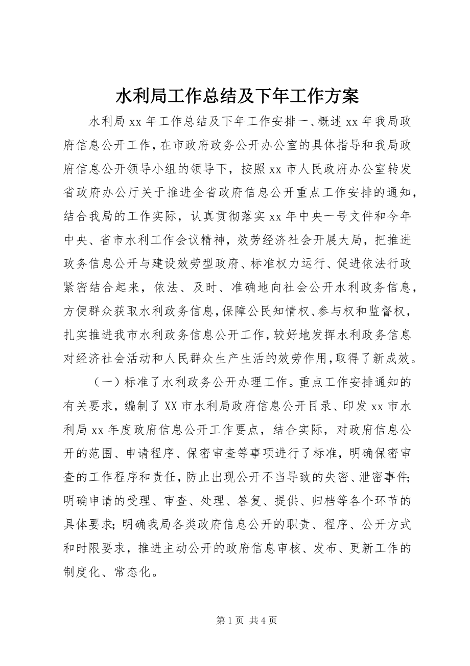 2023年水利局工作总结及下年工作计划.docx_第1页