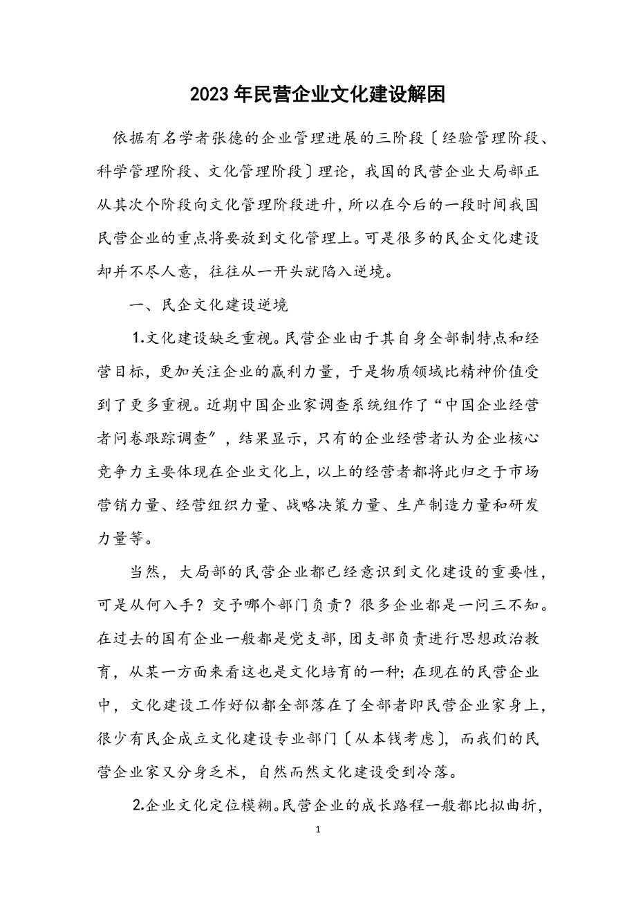 2023年民营企业文化建设解困.docx_第1页