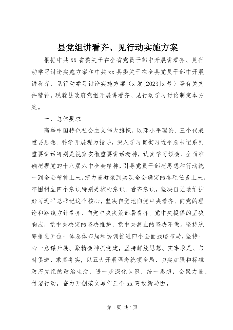 2023年县党组讲看齐见行动实施方案.docx_第1页