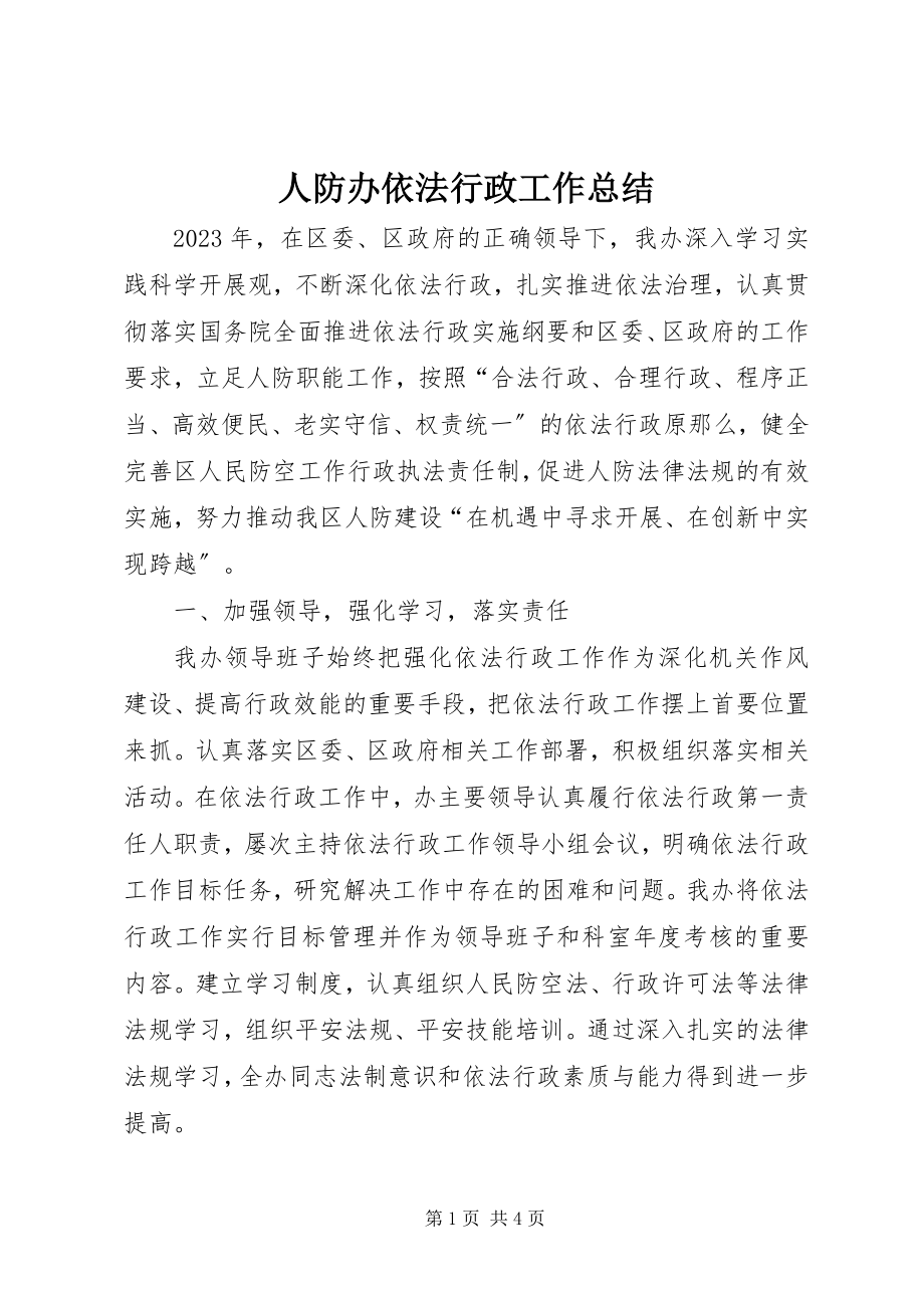 2023年人防办依法行政工作总结.docx_第1页