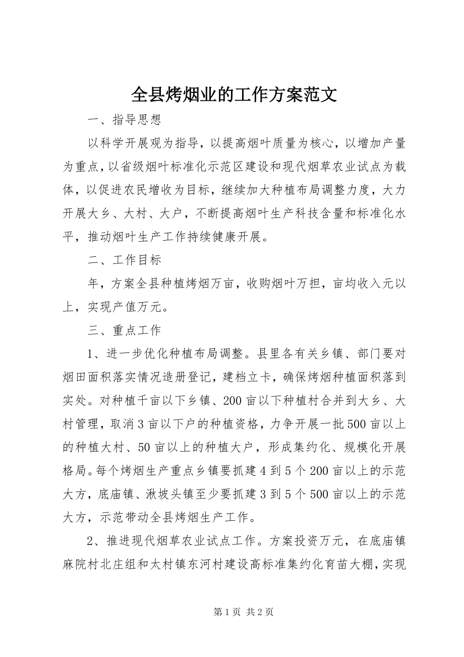 2023年全县烤烟业的工作计划.docx_第1页