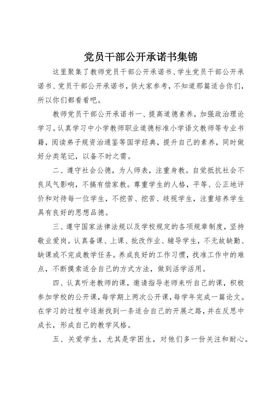 2023年党员干部公开承诺书集锦.docx_第1页